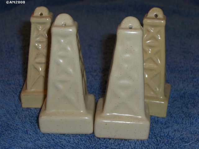 Oil Derrick shakers glazed ivory